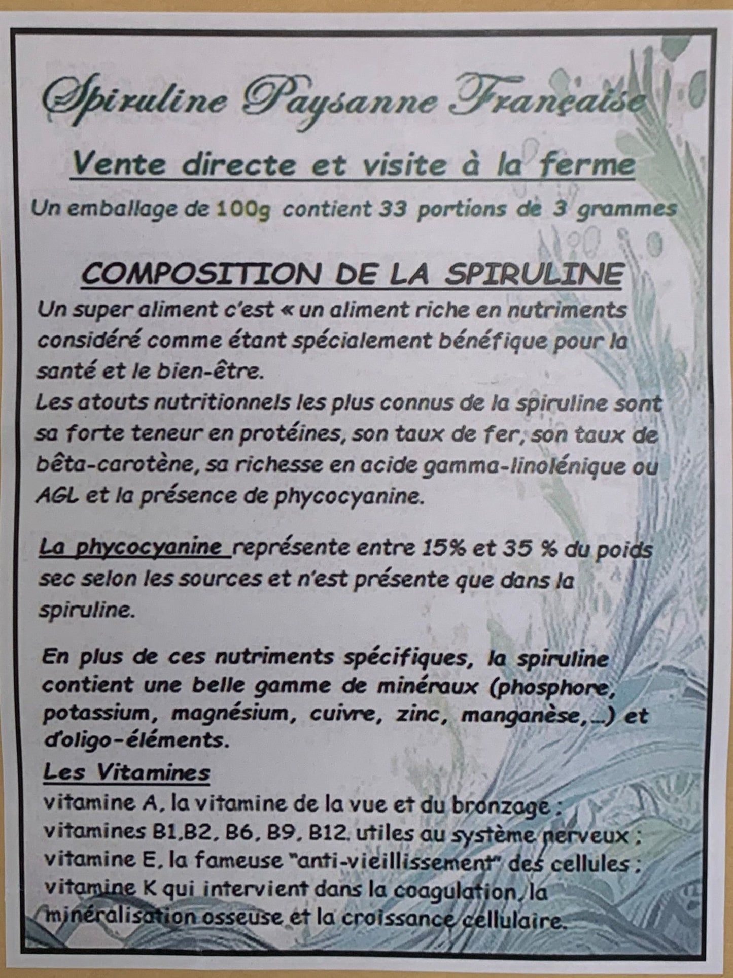 1-Spiruline Paysanne en Brindilles