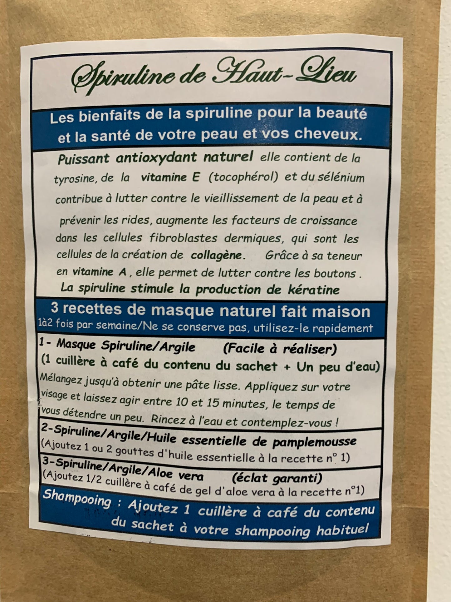 5-Masques de Spiruline & Argile verte (27 doses)